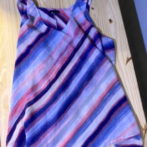 Lane Bryant Colorful Diagonal Stripe Sleeveless Swing Blouse